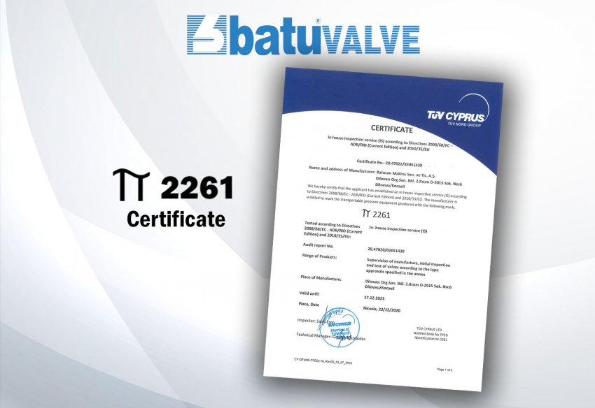 Pi Certificate for Ball Valves